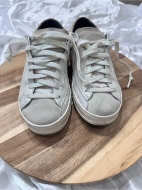 John Arctic/Iridescent Lace Up Light Gray Suede Lace-Up Sneakers P448 Sz 38/7.5